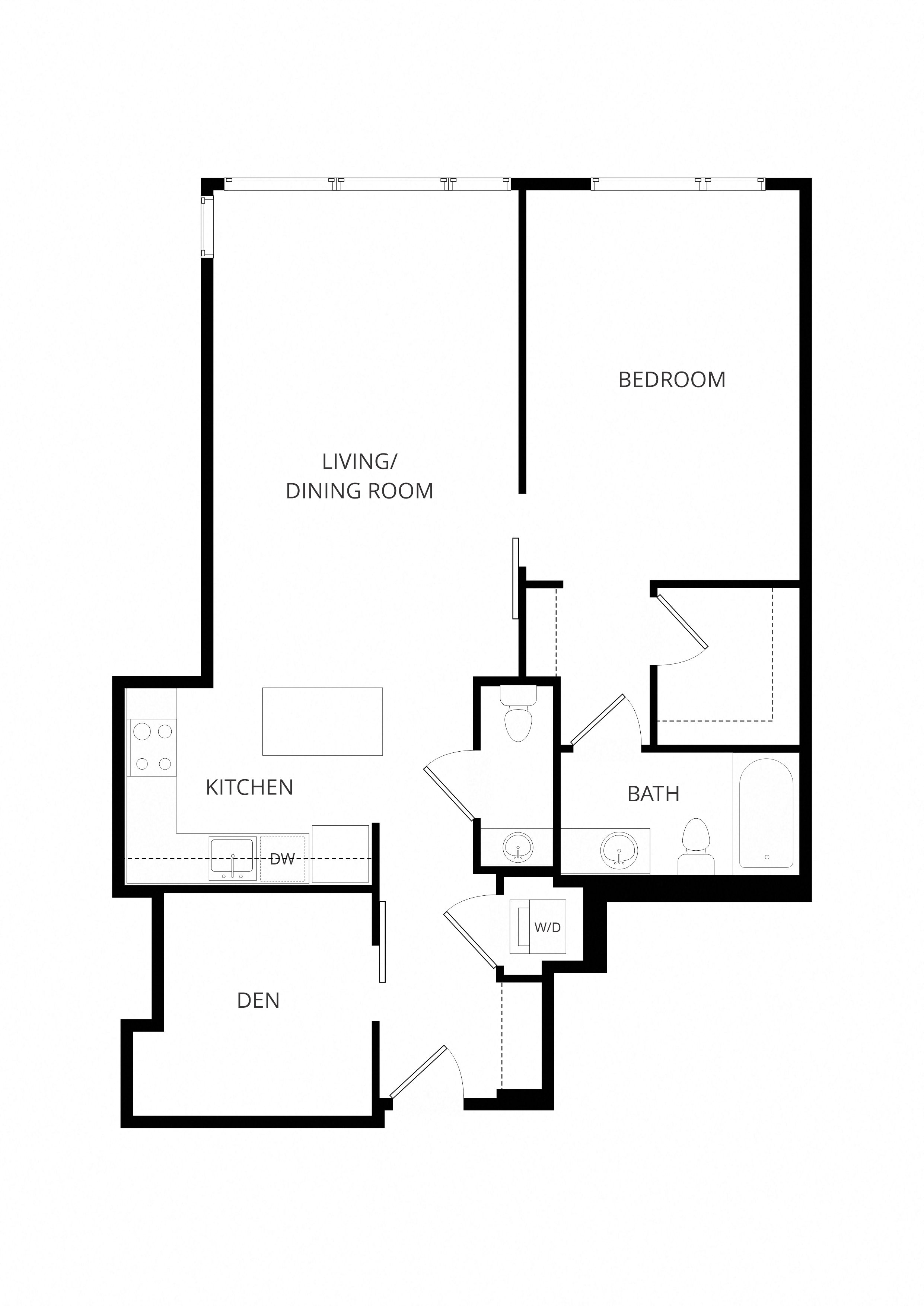 One Bedroom 1.5 Bath - 3021 Holmes floor plan